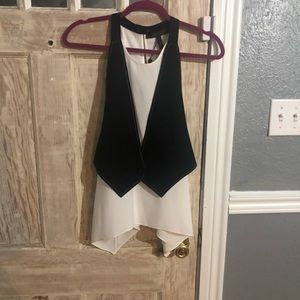 BCBG white Marcele tank with attached black vest